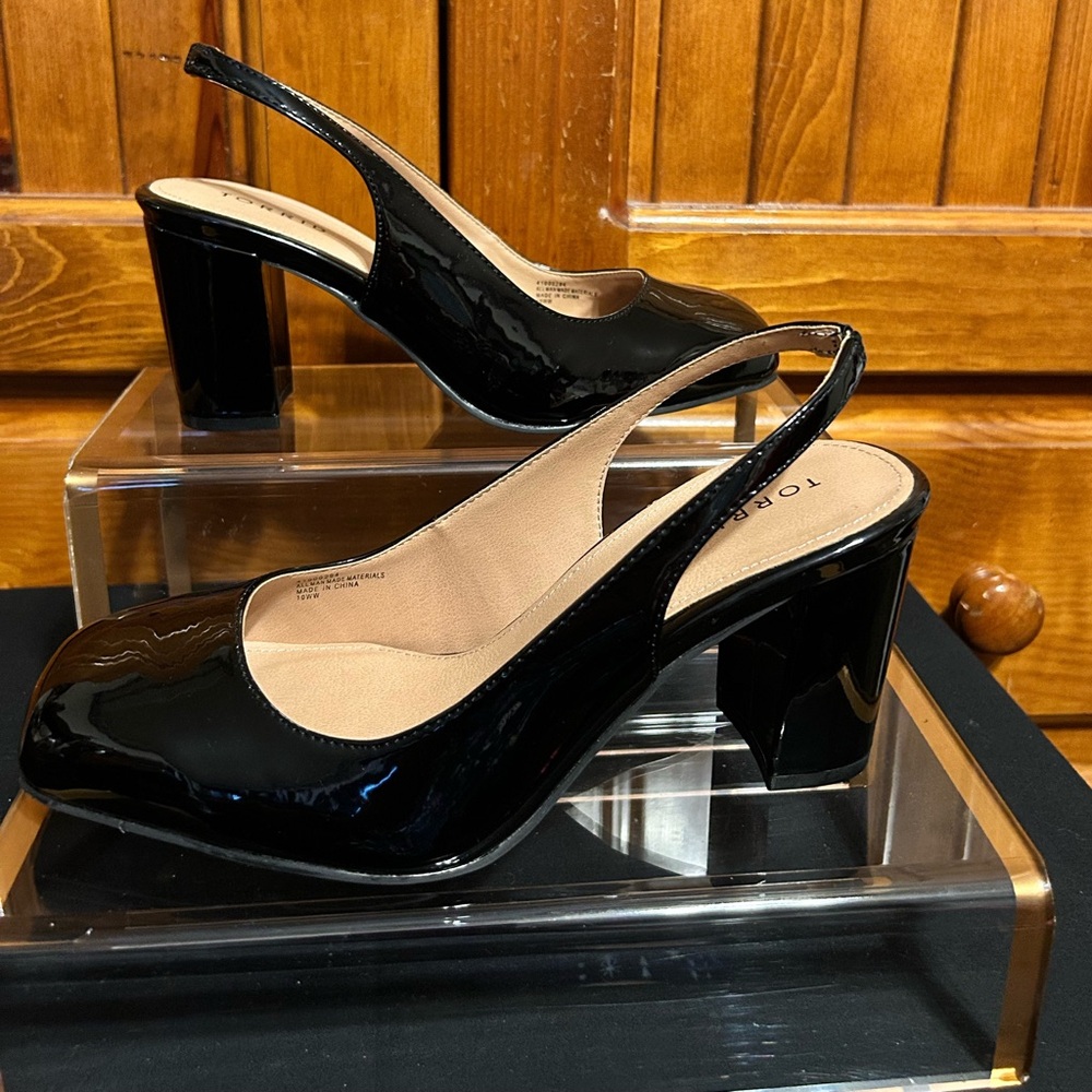 Torrid Glossy Black Slingback Heels